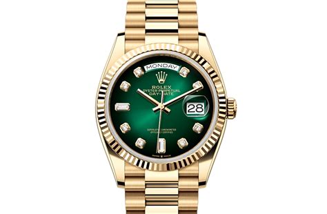 rolex day date green diamond|rolex oyster day date price.